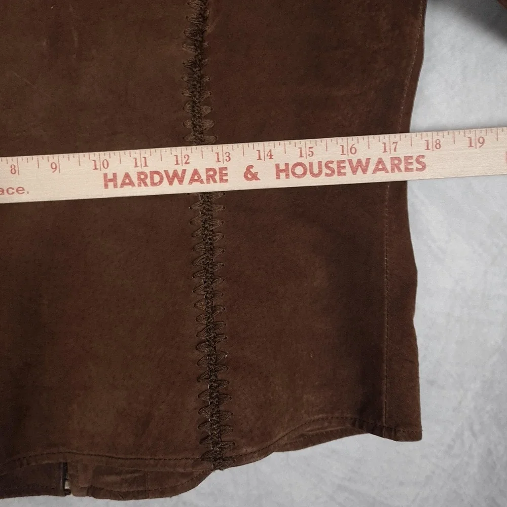 Vintage Y2K Mudd Suede Jacket Womens Large Brown Floral Embroidered Festival - Picture 13 of 16